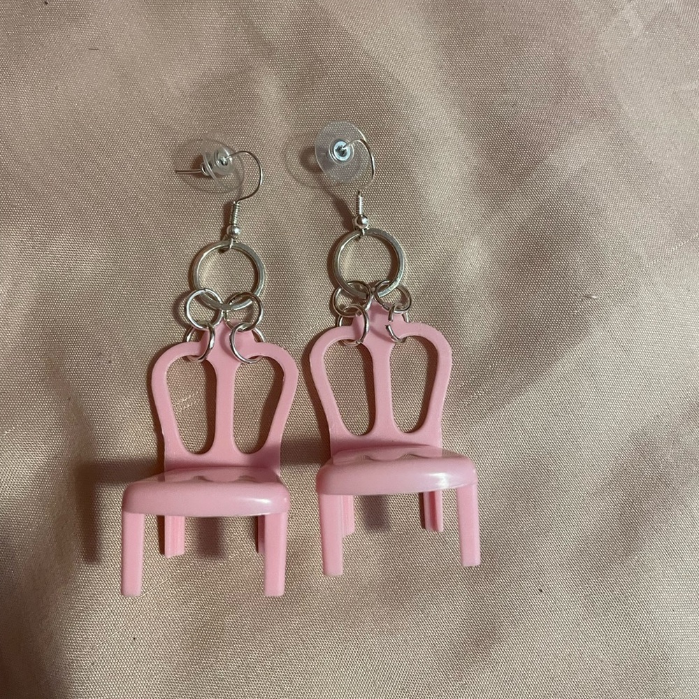 Handmade Pink Chair Earrings